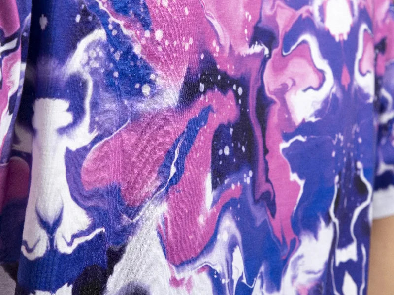 Blue Bleached Bloom Cotton Feeling T-shirt for Sublimation Printing