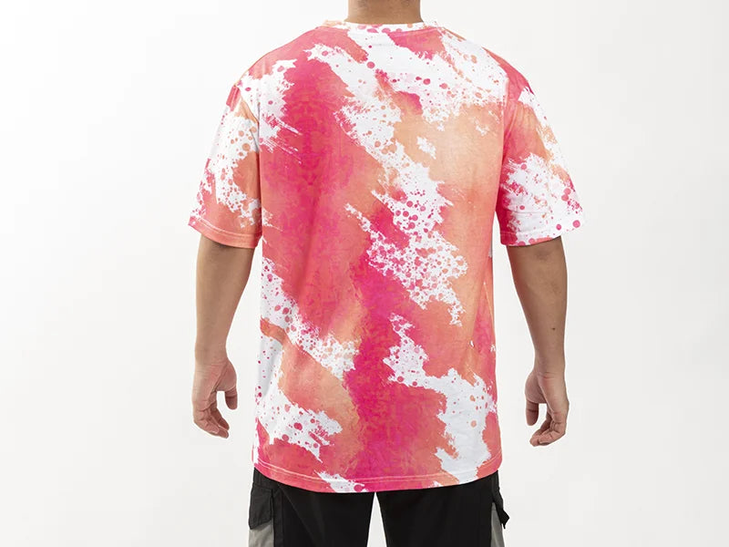 Dreamy Pink Bleached Leopard Cotton Feeling T-shirt for Sublimation Printing