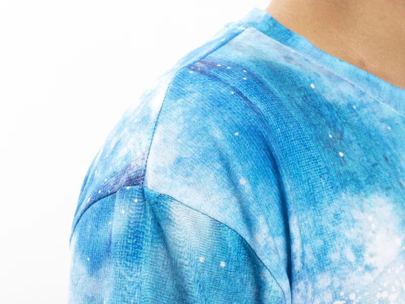 Blue Bleached Mist Cotton Feeling T-shirt for Sublimation Printing