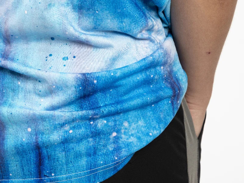 Blue Bleached Mist Cotton Feeling T-shirt for Sublimation Printing