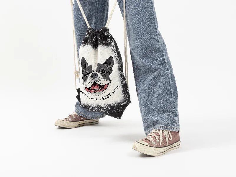 Sublimation Blanks Bleached Starry Linen Drawstring Bag