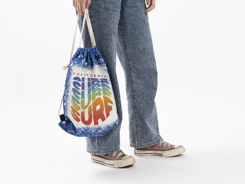 Sublimation Blanks Bleached Starry Linen Drawstring Bag