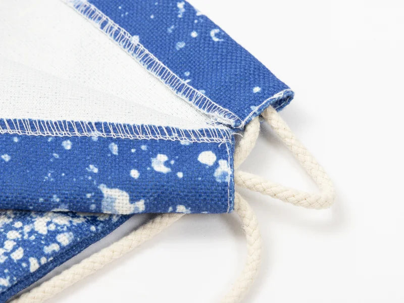 Sublimation Blanks Bleached Starry Linen Drawstring Bag