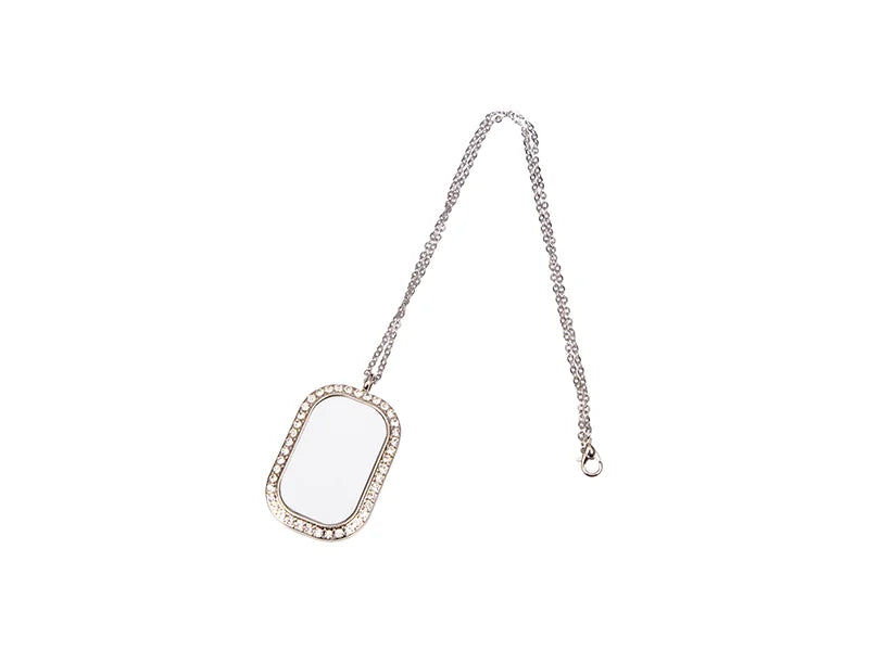 Sublimation Blank Square Necklace w/ diamond (Silver)