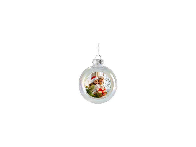 Sublimation 8cm Plastic Holographic Christmas Ball Ornament w/o Insert (Clear)
