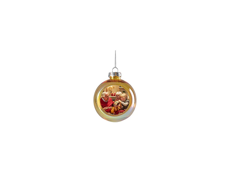 Sublimation 8cm Plastic Holographic Christmas Ball Ornament w/o Insert (Clear,Gold)