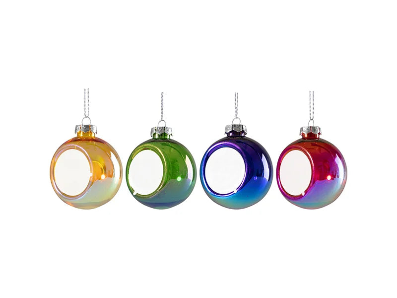 Sublimation 8cm Plastic Holographic Christmas Ball Ornament w/o Insert