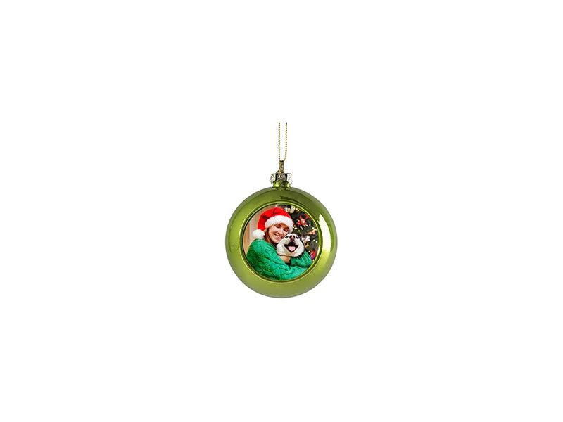 Sublimation 8cm Plastic Sparkling Christmas Ball Ornament w/o Insert (Light Green)
