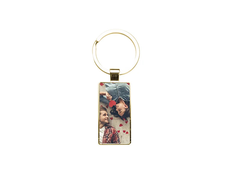 Sublimation Blanks Double Sided Aluminium insert Key Chain 2.2*5.1cm-Gold
