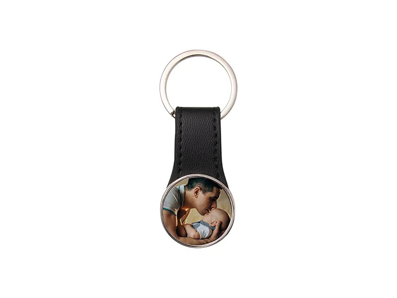 Double-Sided Sublimation PU Strap Key Chain (Round, 3*5.8cm)