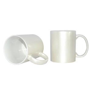 Wholesale Sublimation 11oz Sparking Ceramic Milk/Coffee Mug-Pearl White