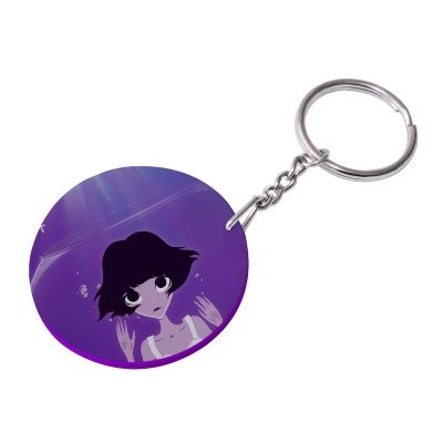 47mm Round Plastic Keychain(Color Edge)-Purple