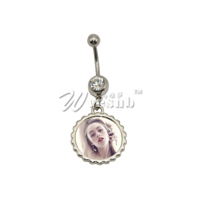 Fashion Personalized Sublimation Zinc Alloy Round Belly Button Ring