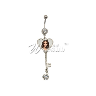 Fashion Sublimation Zinc Alloy Belly Button Ring(Heart)