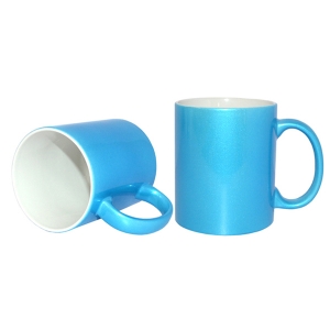 11oz Sublimation Heat Transfer Printable Sparking Mug for Customized Commercial Logo-Light Blue
