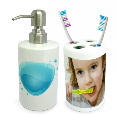 Toothbrush Holder - 4 Hole &amp; Soap Dispenser