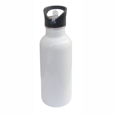 600ml Stainless Steel Bottle With Staw Top-White