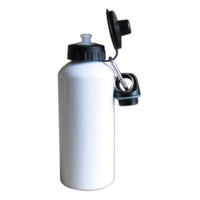 400ml Aluminium Water Bottle  With Two Tops-White