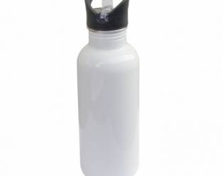 600ml Stainless Steel Bottle With Staw Top-White