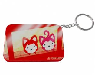 Rectangular Plastic Keychain 57*82mm(Color Edge)-Red