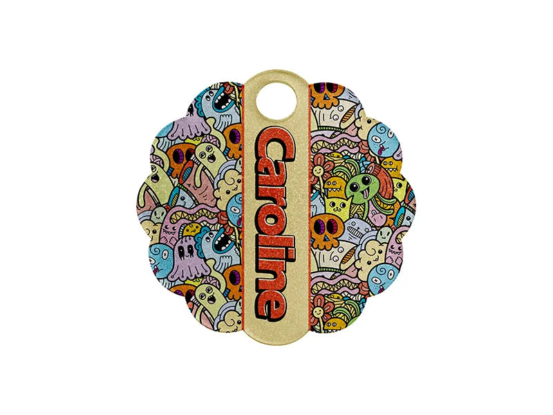 Sublimation Blanks Acrylic Glitter Name Tag for 40oz Stanley Tumbler (8.2*8.2*0.4cm,Lace RND Shape)