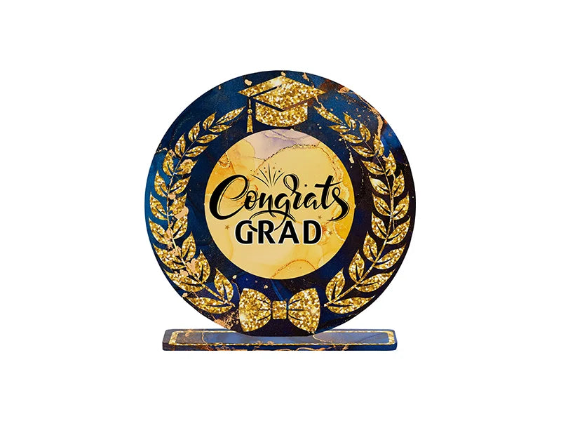 Sublimation Blanks Acrylic QR Code Photo Frame with Base(Round,15.6*15*0.4cm)