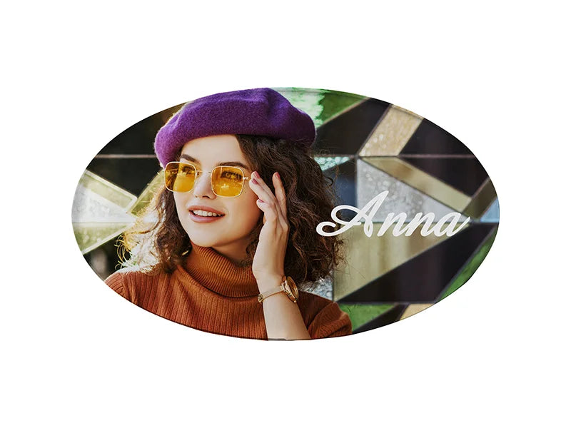 Sublimation Blanks Acrylic Name Badge(Oval, 7.6*4.5*0.4cm)