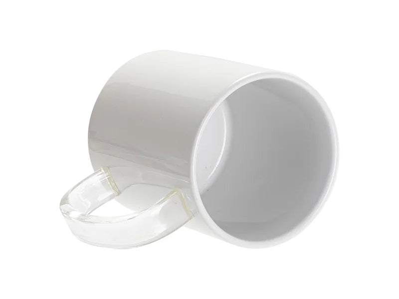 Sublimation Blanks 11oz White Mug (Clear Glass Handle)