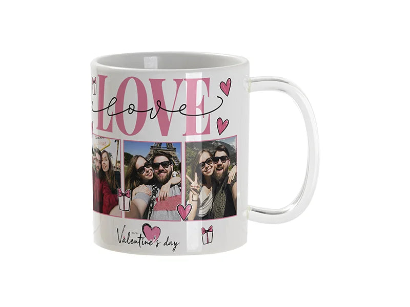 Sublimation Blanks 11oz White Mug (Clear Glass Handle)