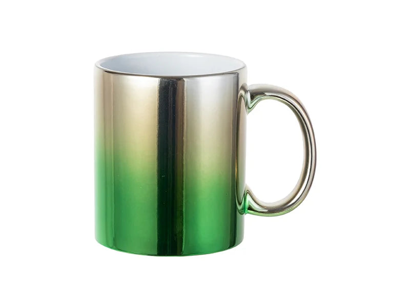 Sublimation Blanks 11oz Gradient Green/Silver Plated Ceramic Mug