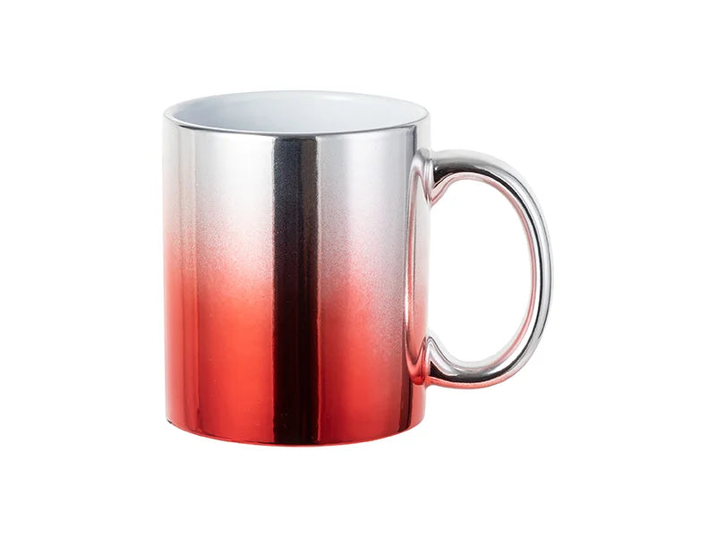 Sublimation Blanks 11oz Gradient Red/Silver Plated Ceramic Mug