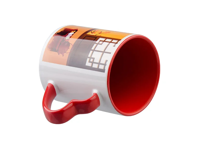 Sublimation 11oz Inner Rim Color Mug with Heart Handle