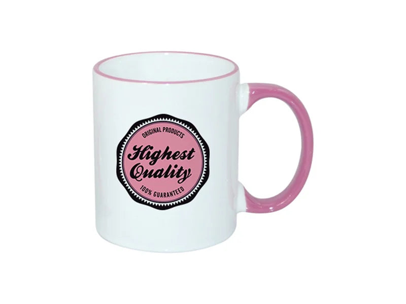 Sublimation 11oz Rim Handle Mug - Pink