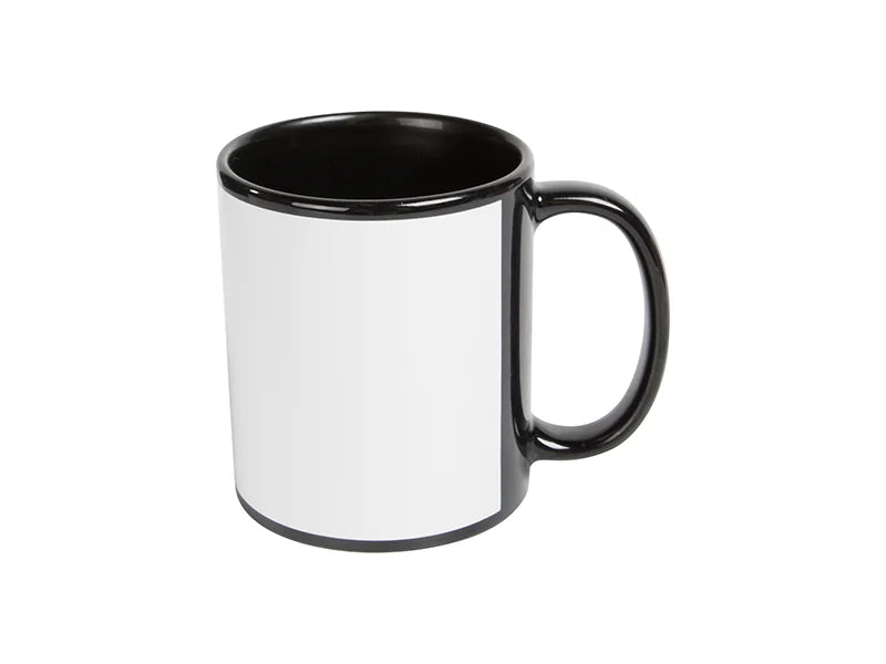 11oz Sublimation Full Color Mug with White Patch-Black