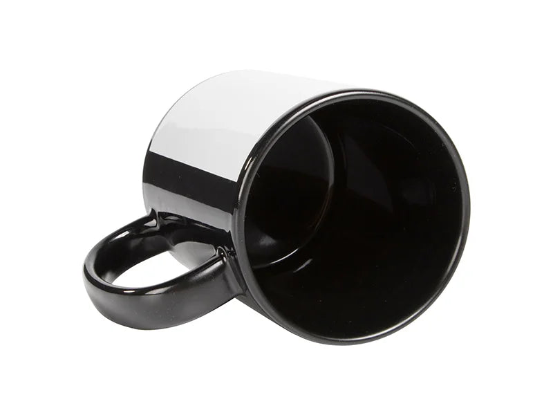 11oz Sublimation Full Color Mug with White Patch-Black