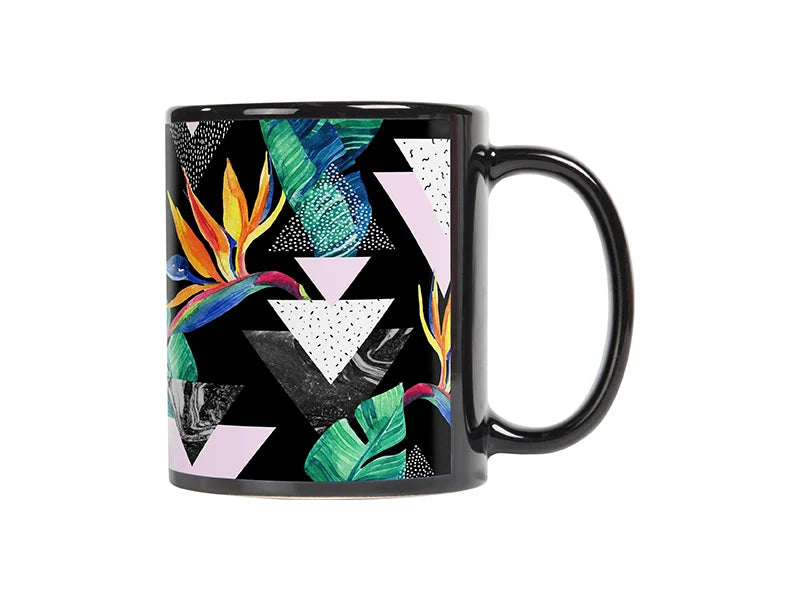 11oz Sublimation Full Color Mug with White Patch-Black