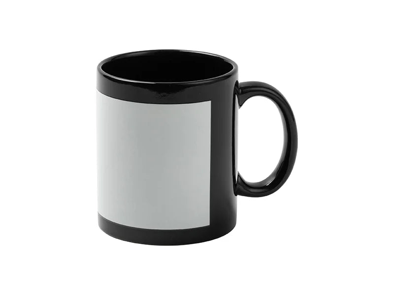 11oz Sublimation Blanks Luminous Mug w/ White Patch (Black)