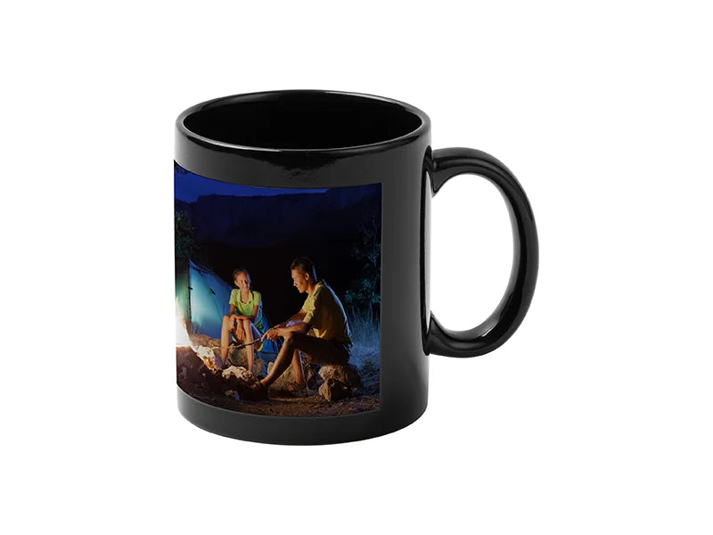 11oz Sublimation Blanks Luminous Mug w/ White Patch (Black)