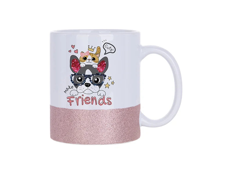 11oz/330ml Sublimation Bottom Glitter Mug (Pink)