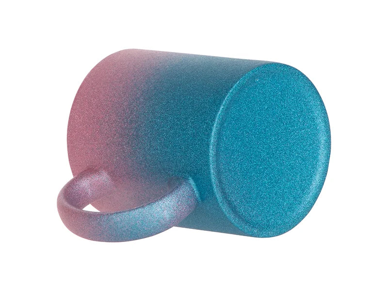Sublimation 11oz/330ml Gradient Bottom Glitter Mug (Pink+Light Blue)