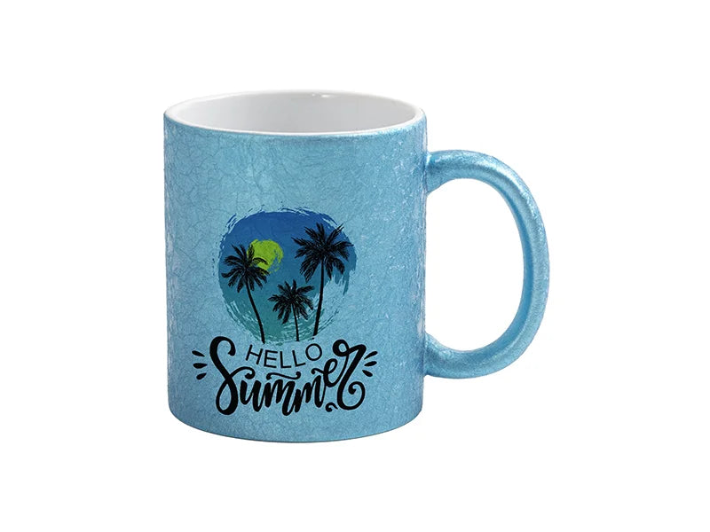 Sublimation Blanks 11oz Crackle Finish Ceramic Mug(Blue)