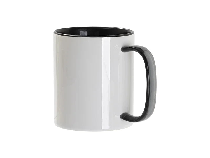 Sublimation Blanks 11oz Two-Tone Color Mug - Black (Black Glass Handle)