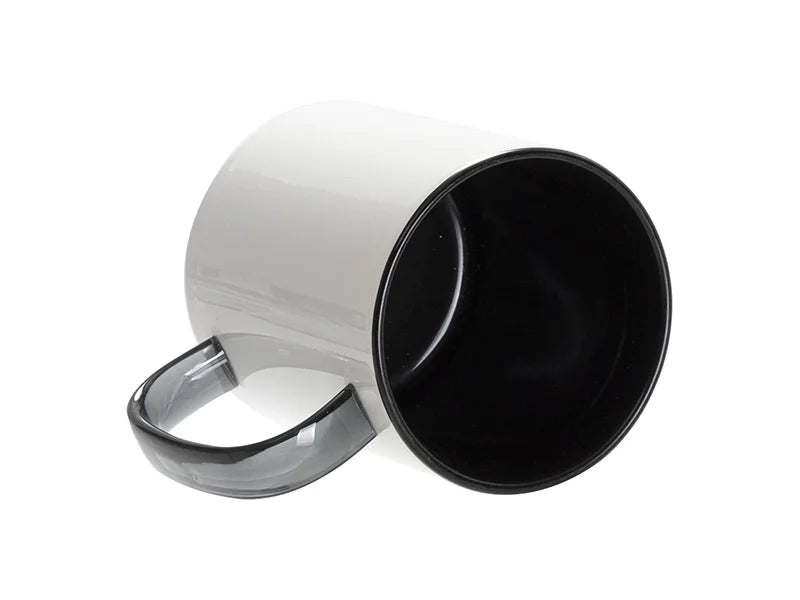 Sublimation Blanks 11oz Two-Tone Color Mug - Black (Black Glass Handle)