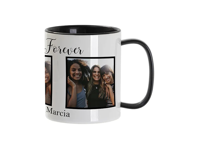 Sublimation Blanks 11oz Two-Tone Color Mug - Black (Black Glass Handle)