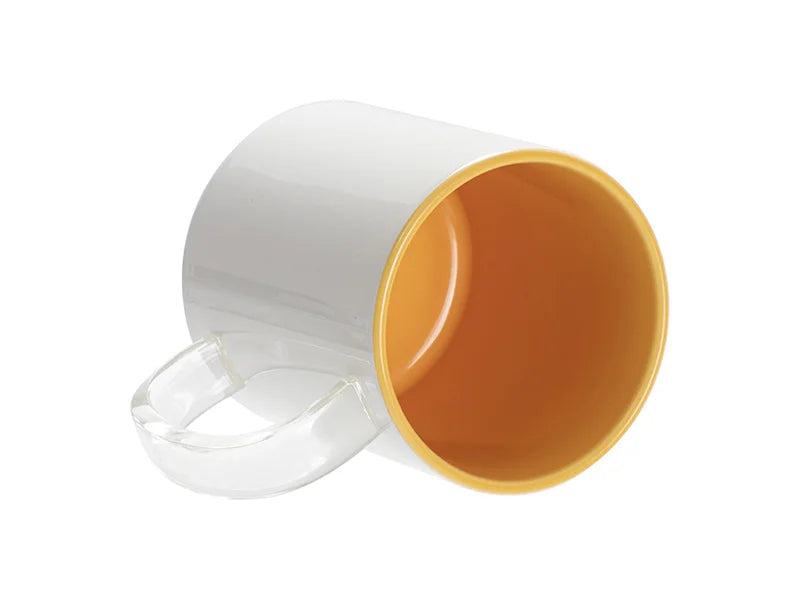 Sublimation Blanks 11oz Two-Tone Color Mug - Yellow (Clear Glass Handle)