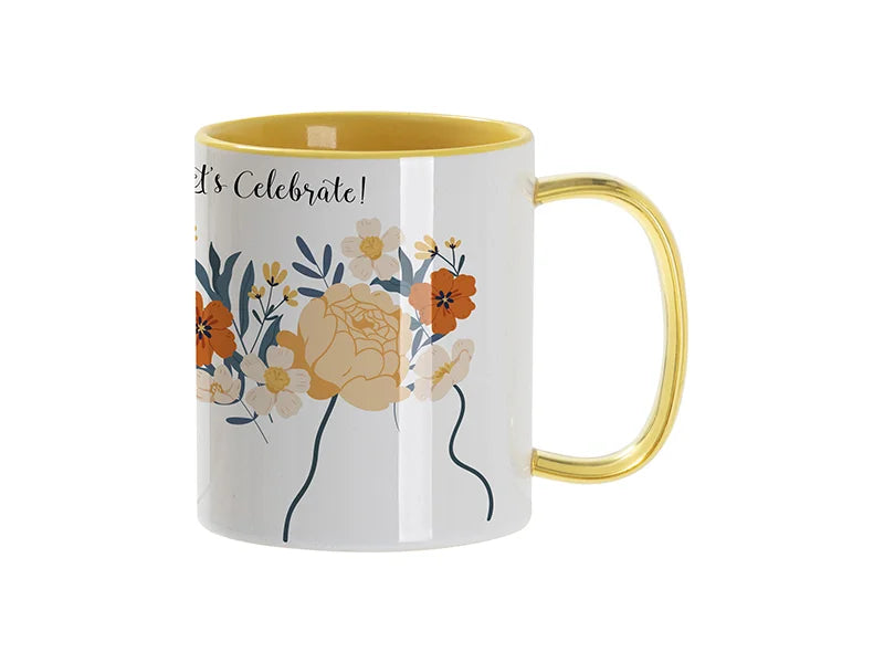 Sublimation Blanks 11oz Two-Tone Color Mug - Yellow (Glass Yellow Handle)
