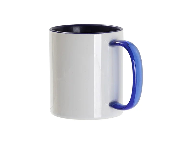 Sublimation Blanks 11oz Two-Tone Color Mug - Dark Blue (Blue Glass Handle)