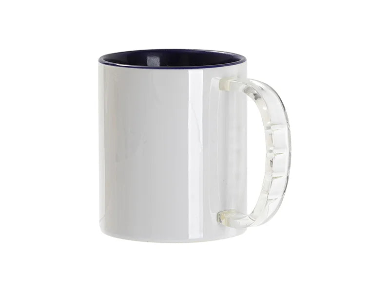 Sublimation Blanks 11oz Two-Tone Color Mug - Dark Blue (Clear Glass Handle)