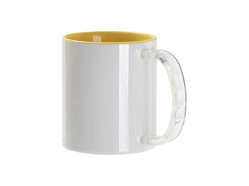 Sublimation Blanks 11oz Two-Tone Color Mug - Light Yellow (Clear Glass Handle)