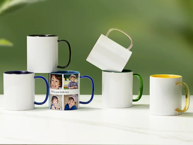 Sublimation Blanks 11oz Two-Tone Color Mug - Glass Handle